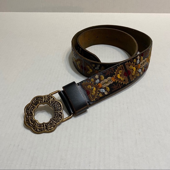 Lucky Brand Accessories - Lucky Brand Leather Embroidered Belt